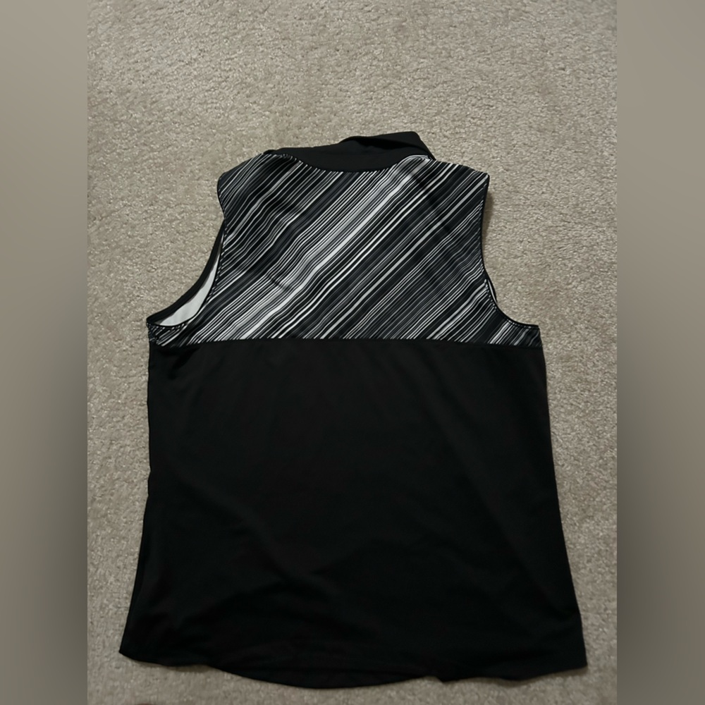 Lady Hagen black with striped sleeveless golf polo women’s size large
